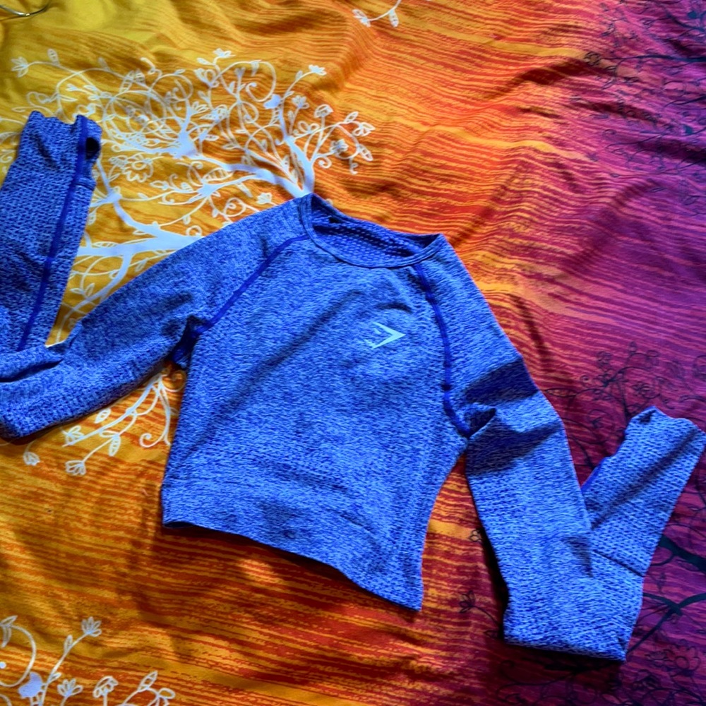Gymshark Vital Long Sleeve Crop Top XS - Indigo Marl brand new!